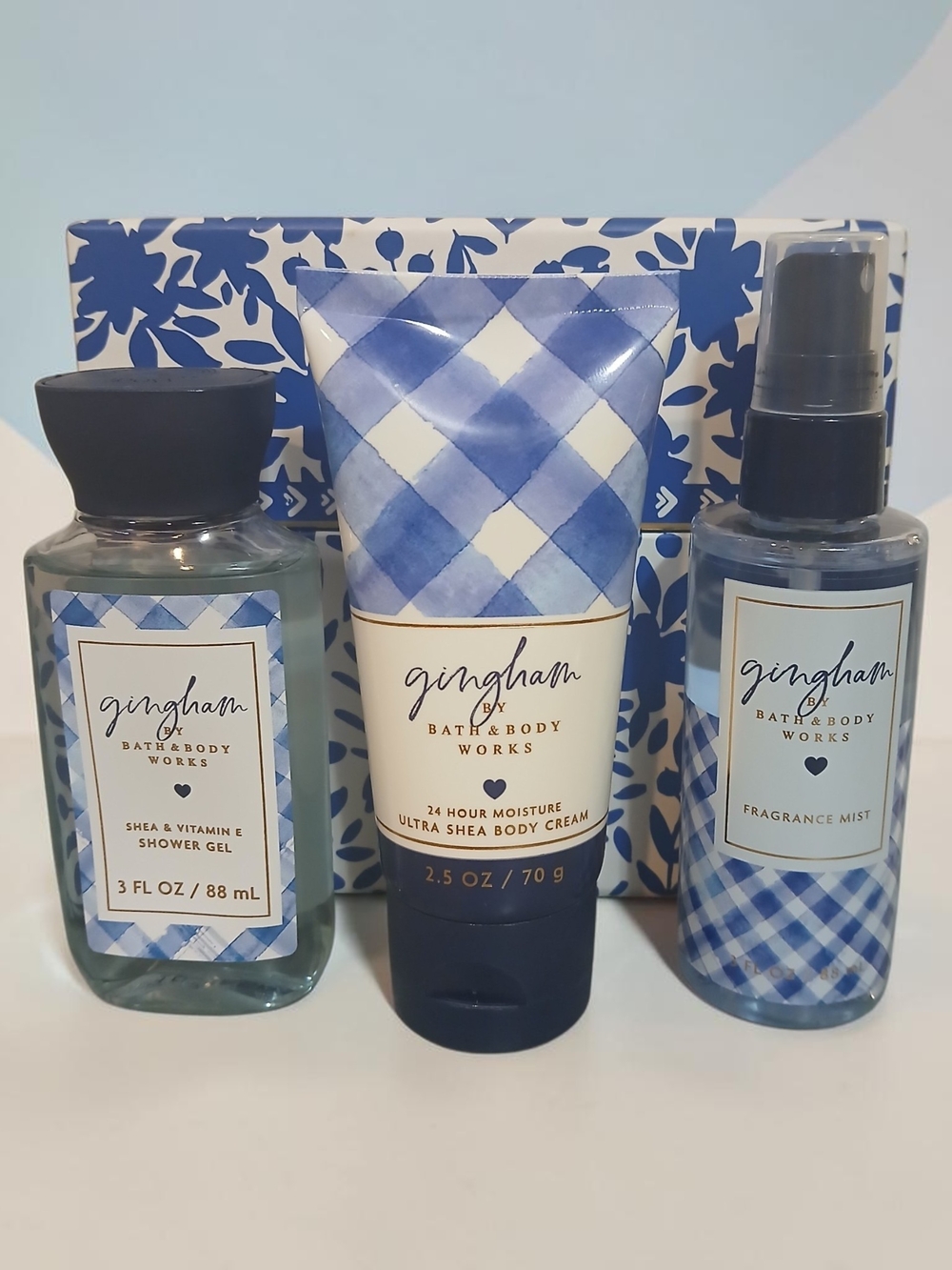Bath & Body Works Gingham Mini Set - Blue & White